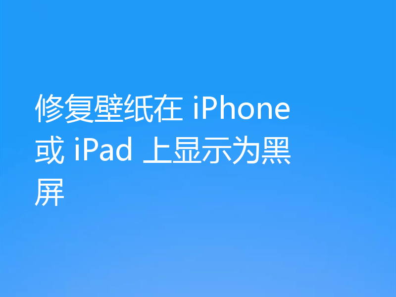 修复壁纸在 iPhone 或 iPad 上显示为黑屏