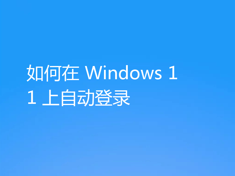 如何在 Windows 11 上自动登录