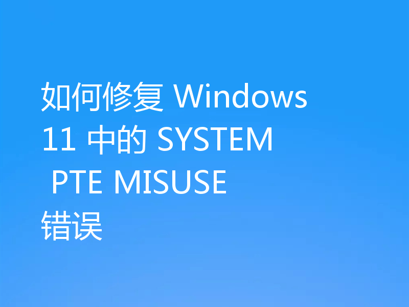 如何修复 Windows 11 中的 SYSTEM PTE MISUSE 错误