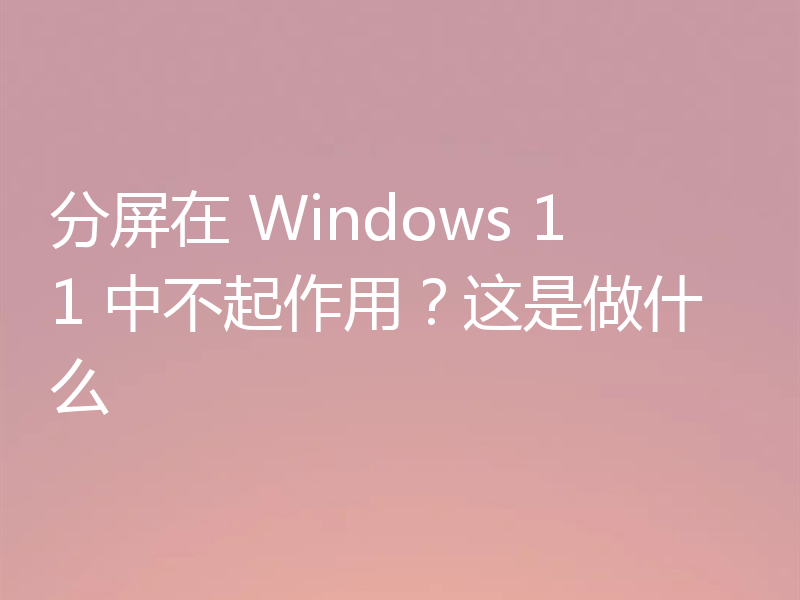 分屏在 Windows 11 中不起作用？这是做什么