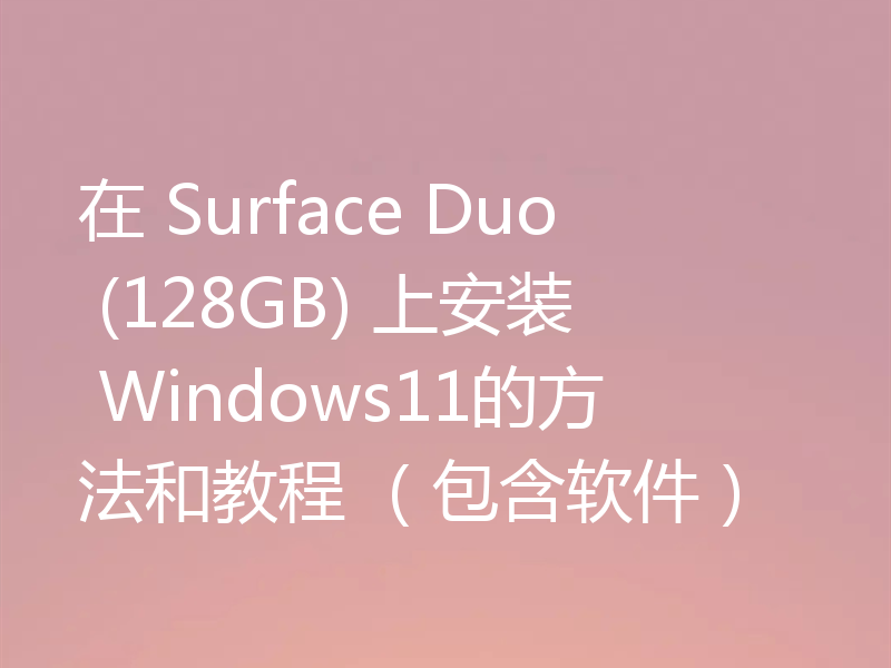 在 Surface Duo (128GB) 上安装 Windows11的方法和教程 （包含软件）