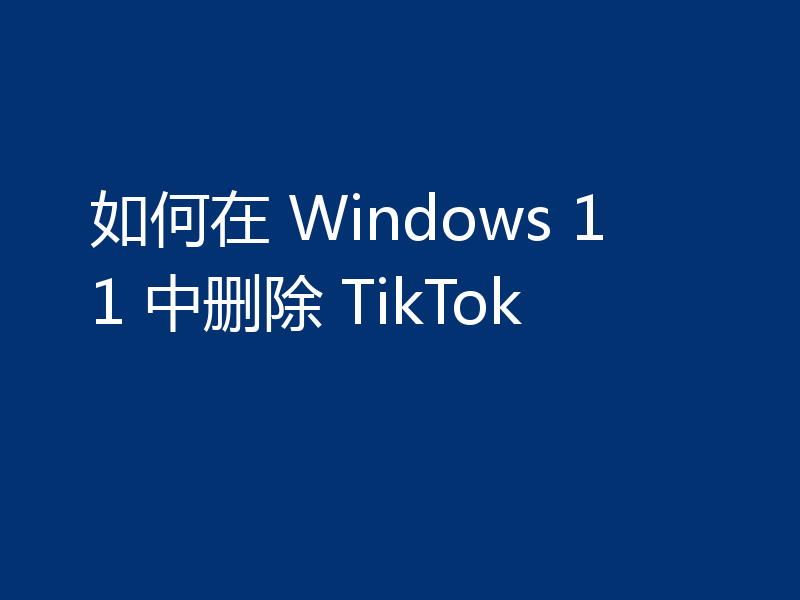 如何在 Windows 11 中删除 TikTok