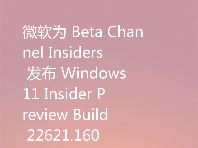 微软为 Beta Channel Insiders 发布 Windows 11 Insider Preview Build 22621.160