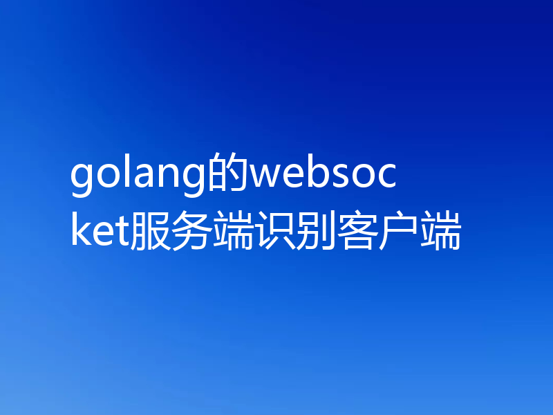 golang的websocket服务端识别客户端