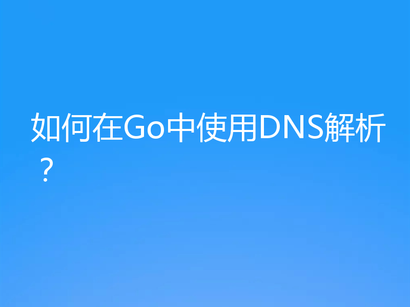 如何在Go中使用DNS解析？