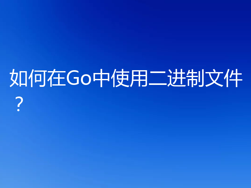 如何在Go中使用二进制文件？