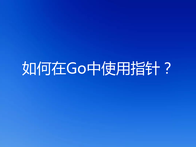 如何在Go中使用指针？