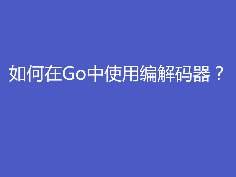 如何在Go中使用编解码器？