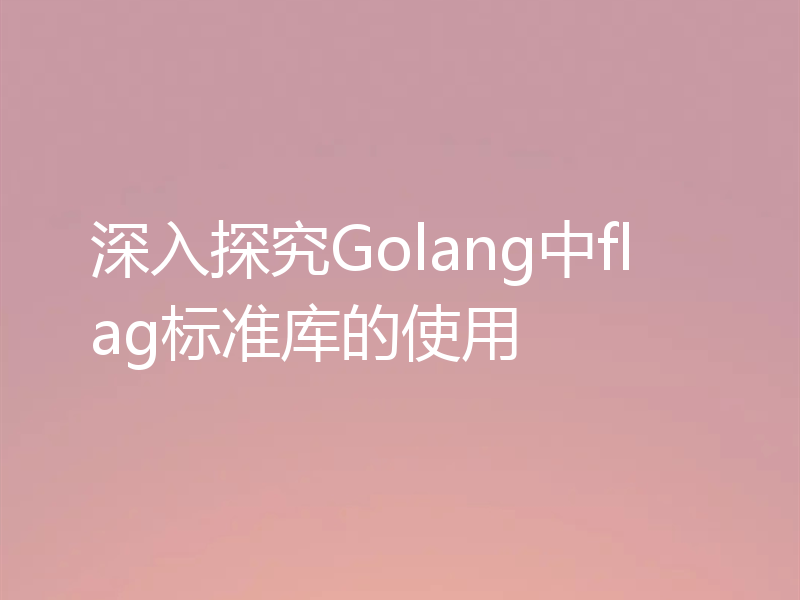 深入探究Golang中flag标准库的使用