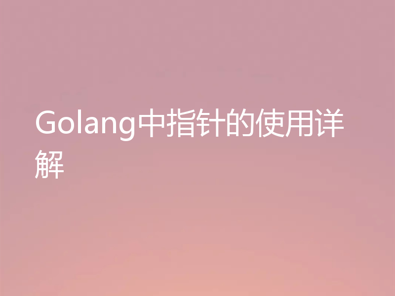 Golang中指针的使用详解
