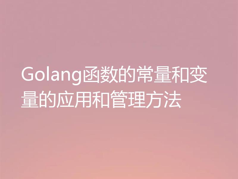 Golang函数的常量和变量的应用和管理方法