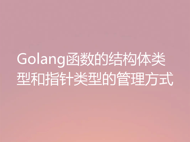Golang函数的结构体类型和指针类型的管理方式