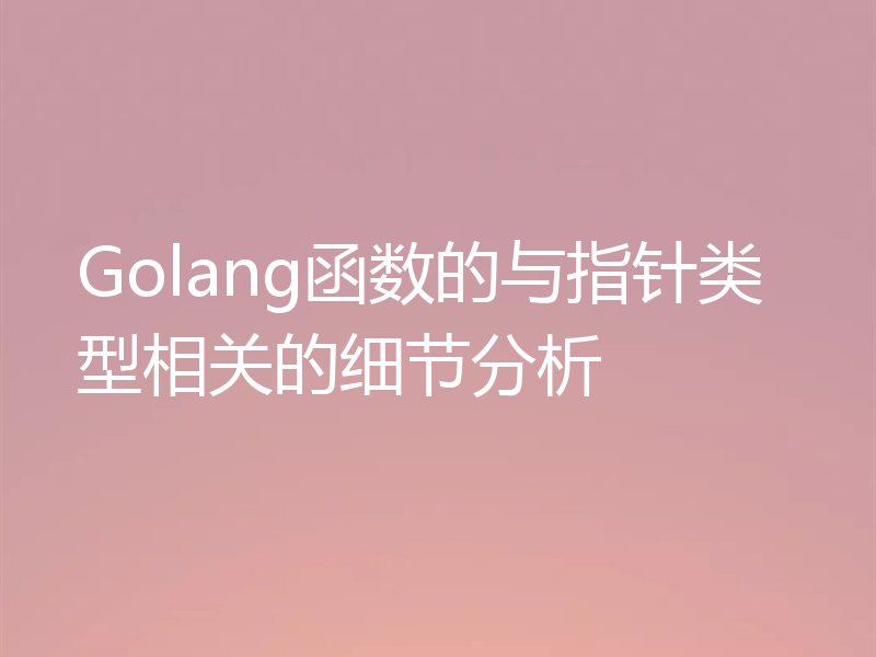 Golang函数的与指针类型相关的细节分析