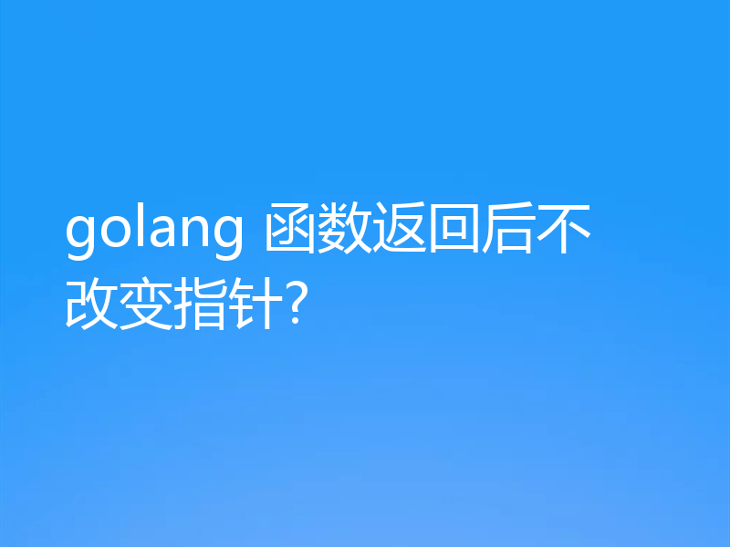 golang 函数返回后不改变指针?
