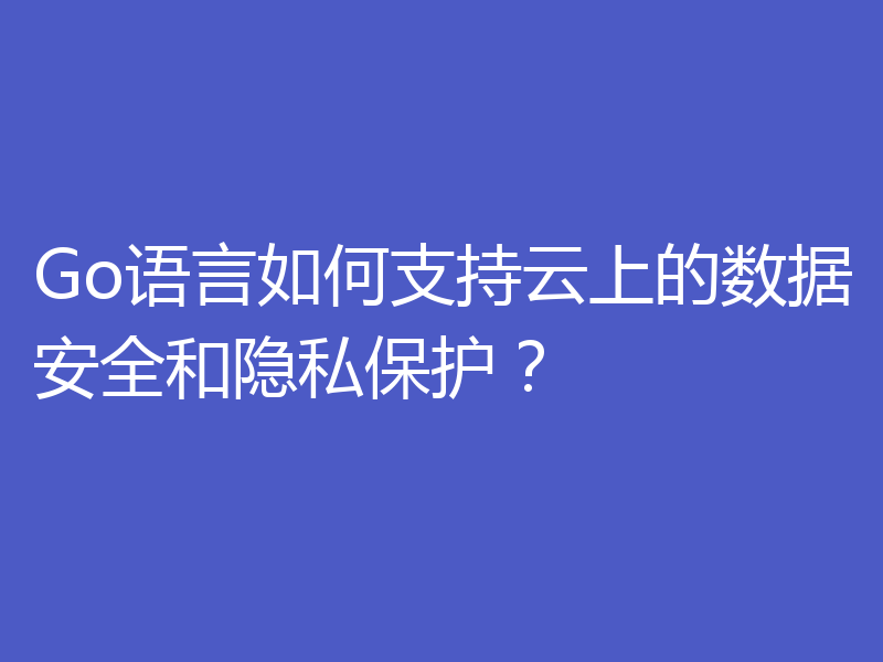 Go语言如何支持云上的数据安全和隐私保护？