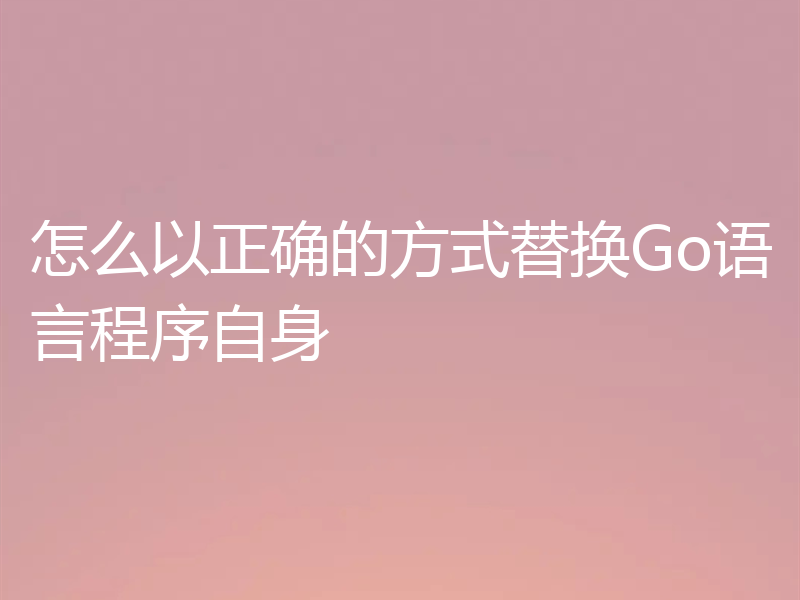 怎么以正确的方式替换Go语言程序自身