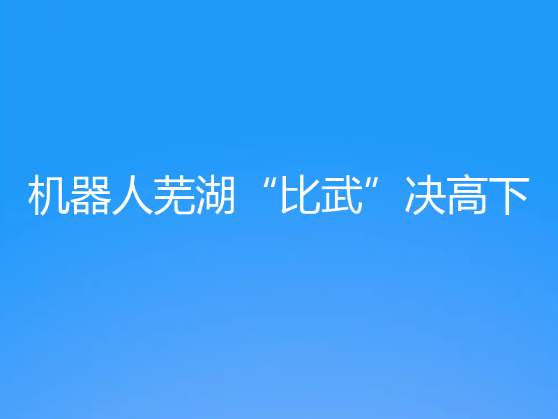 机器人芜湖“比武”决高下