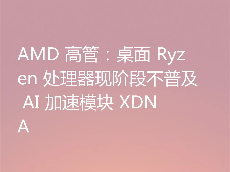 AMD 高管：桌面 Ryzen 处理器现阶段不普及 AI 加速模块 XDNA