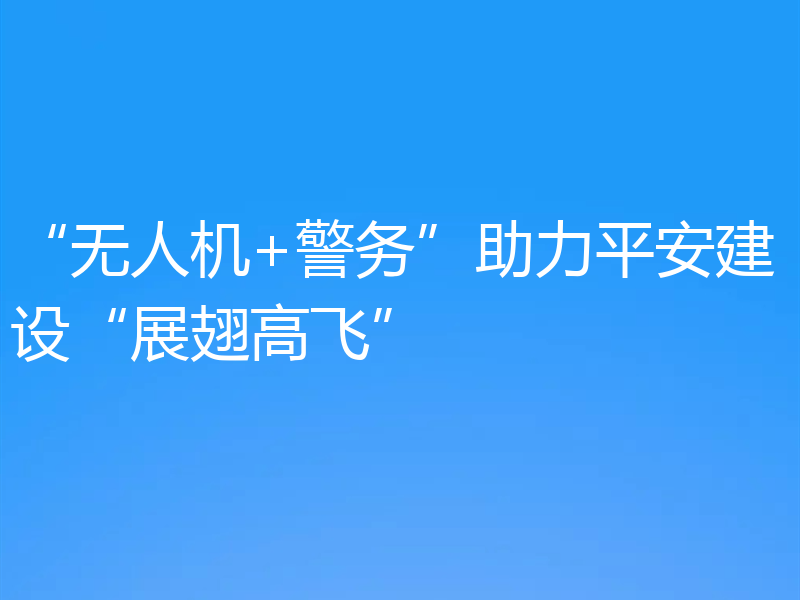 “无人机+警务”助力平安建设“展翅高飞”