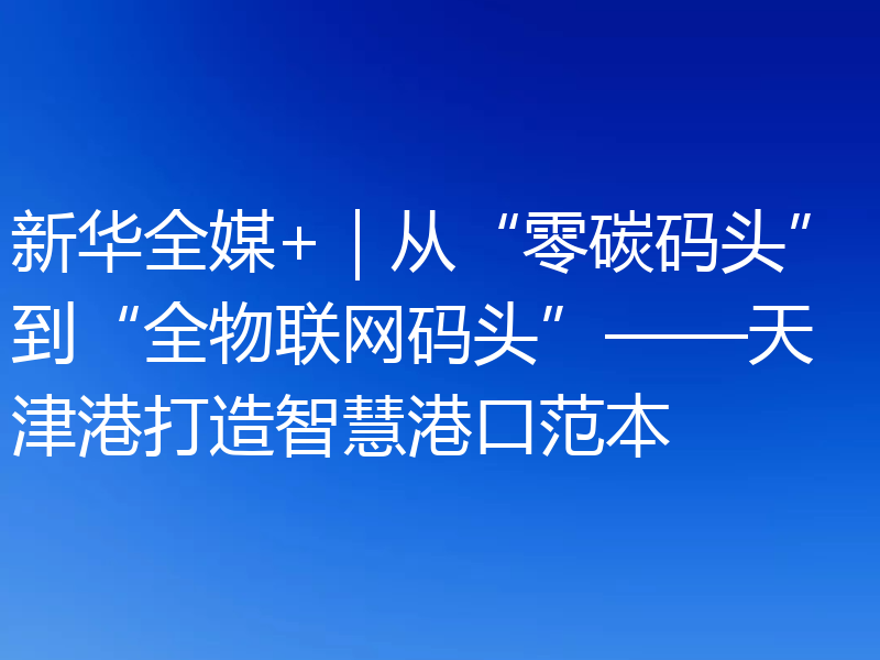 新华全媒+｜从“零碳码头”到“全物联网码头”——天津港打造智慧港口范本