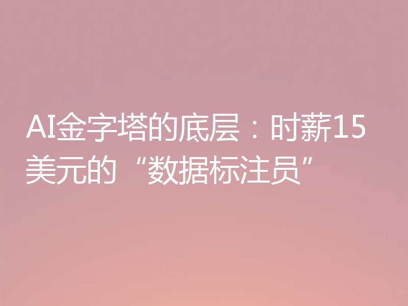 AI金字塔的底层：时薪15美元的“数据标注员”