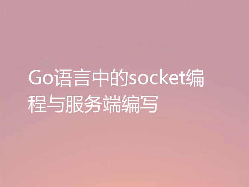 Go语言中的socket编程与服务端编写