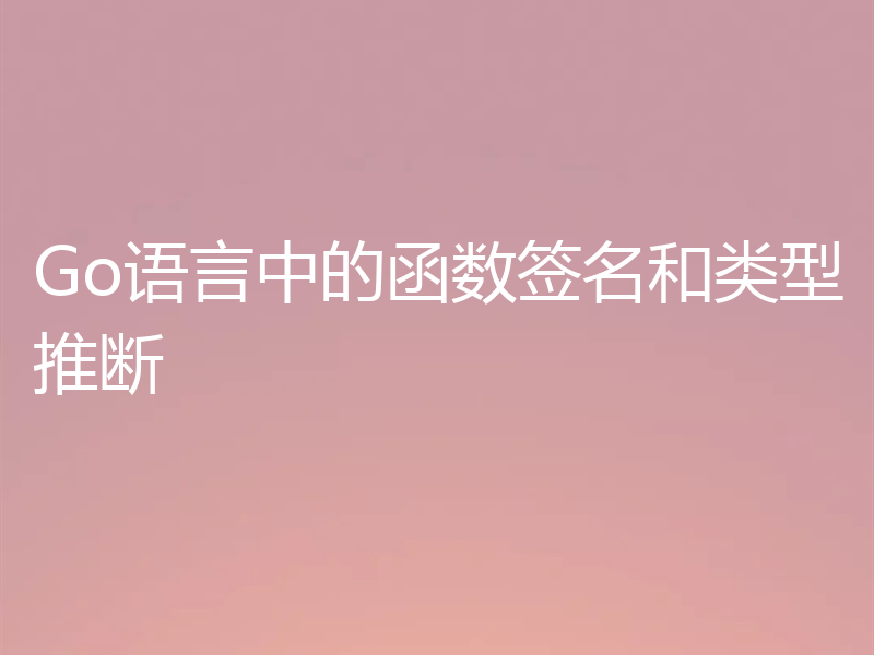 Go语言中的函数签名和类型推断