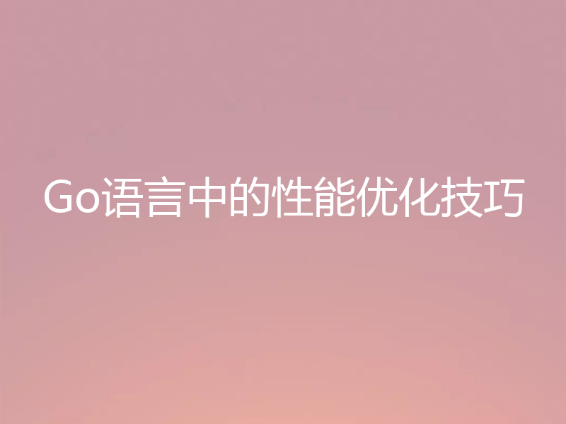 Go语言中的性能优化技巧