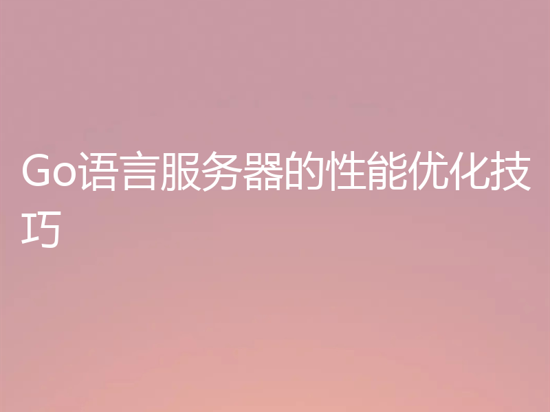 Go语言服务器的性能优化技巧