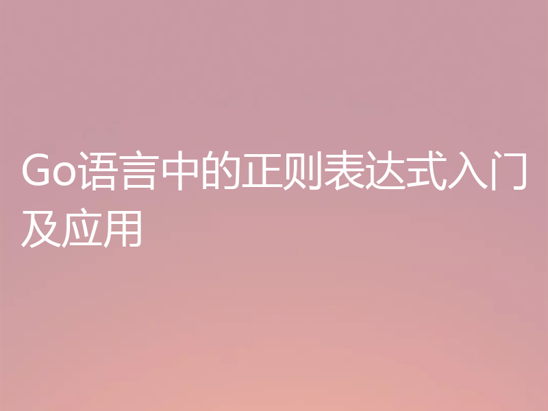 Go语言中的正则表达式入门及应用