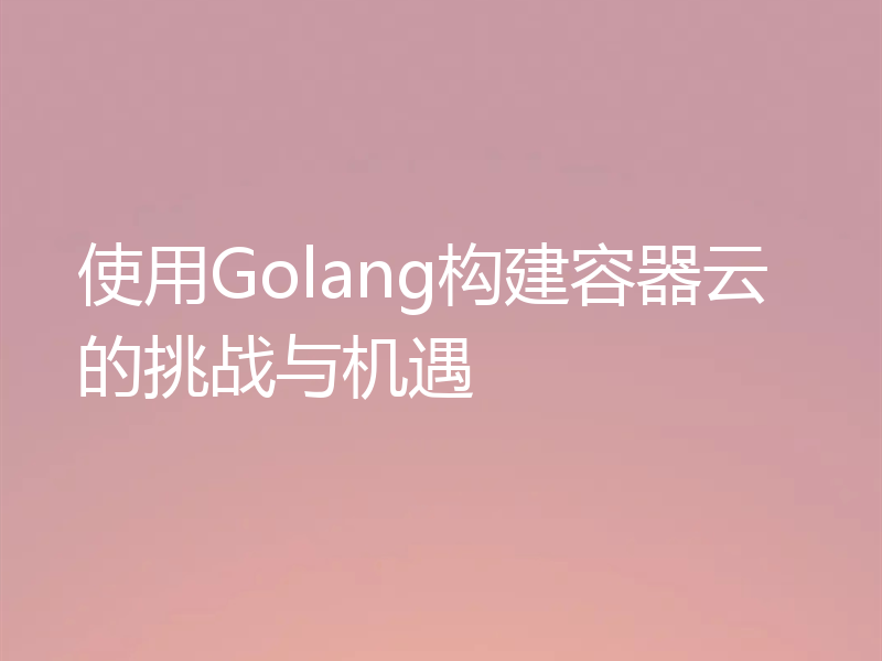 使用Golang构建容器云的挑战与机遇