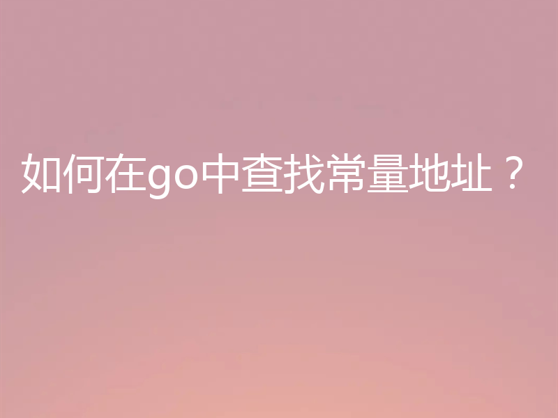 如何在go中查找常量地址？