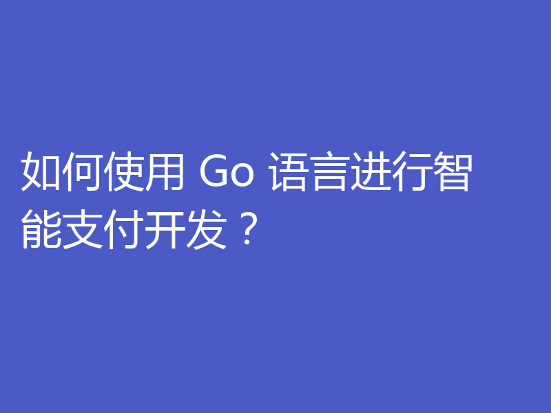 如何使用 Go 语言进行智能支付开发？