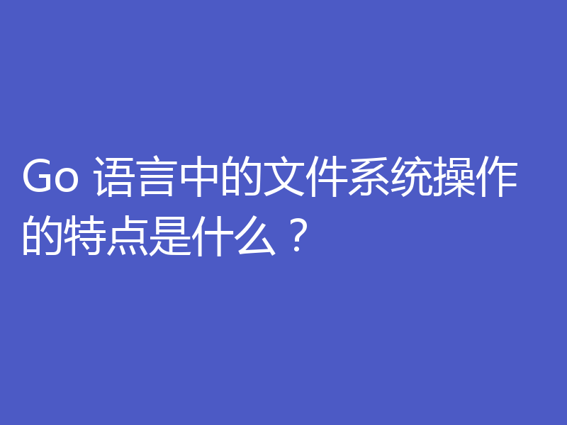 Go 语言中的文件系统操作的特点是什么？