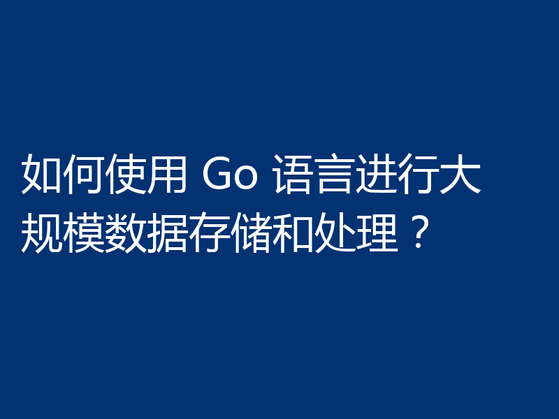 如何使用 Go 语言进行大规模数据存储和处理？