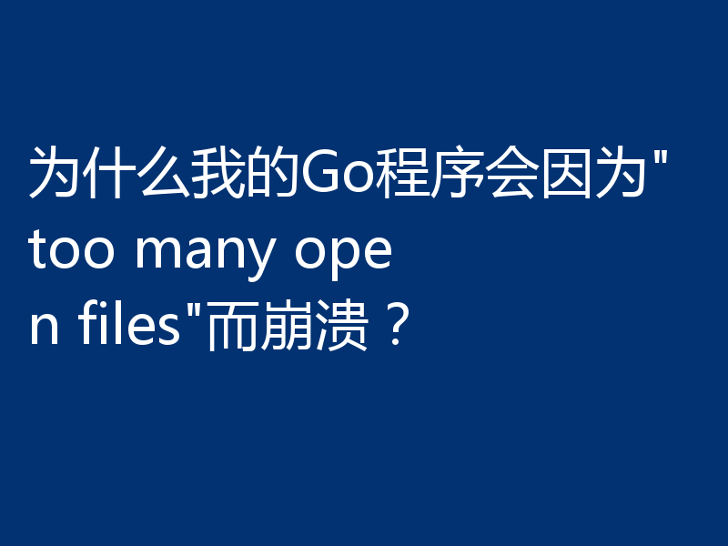 为什么我的Go程序会因为