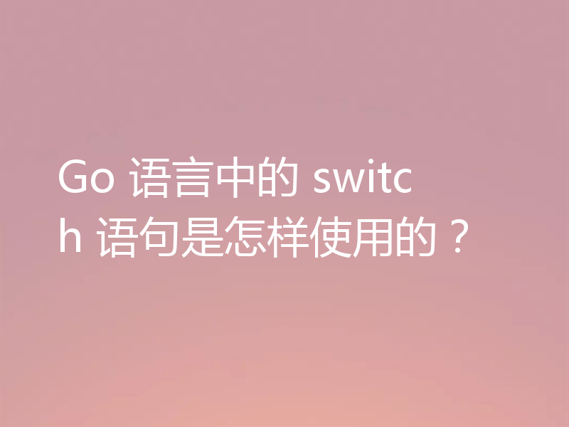 Go 语言中的 switch 语句是怎样使用的？