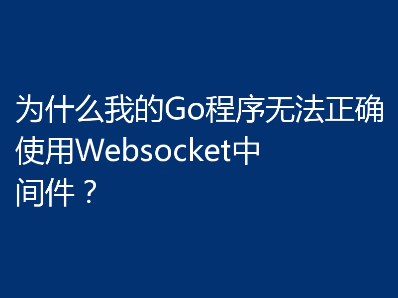 为什么我的Go程序无法正确使用Websocket中间件？