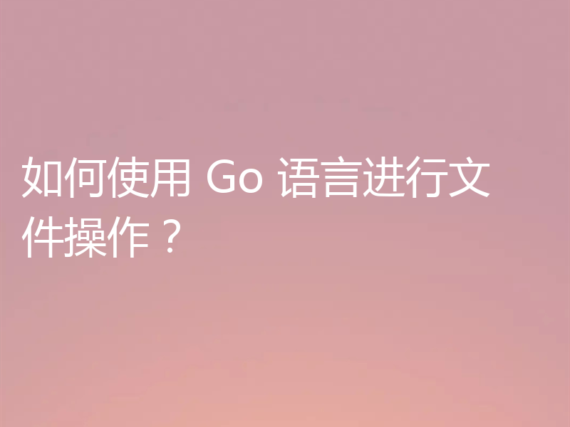 如何使用 Go 语言进行文件操作？