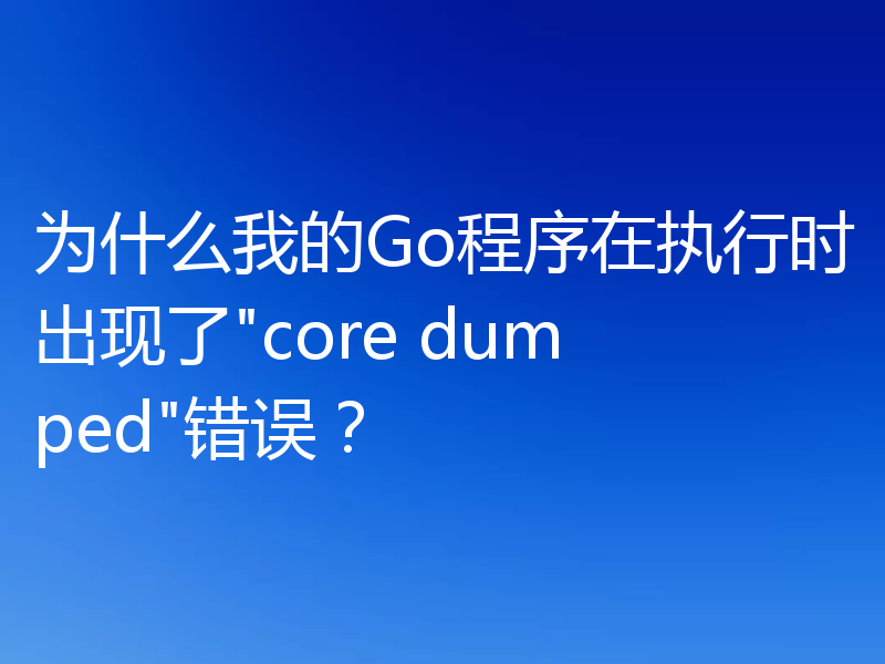 为什么我的Go程序在执行时出现了