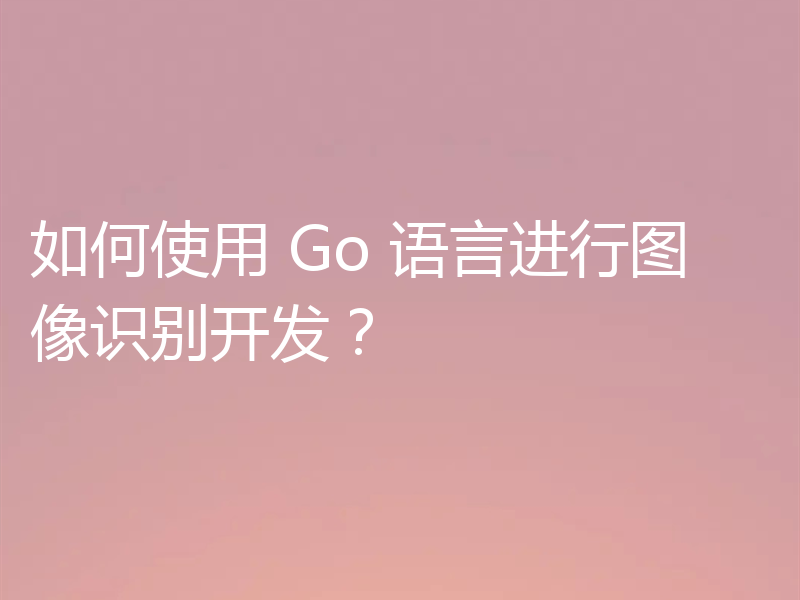 如何使用 Go 语言进行图像识别开发？