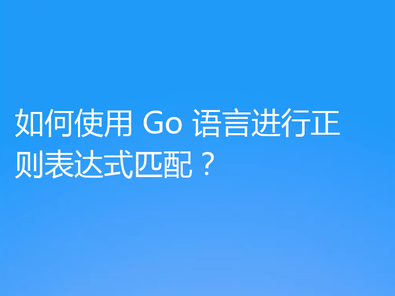 如何使用 Go 语言进行正则表达式匹配？