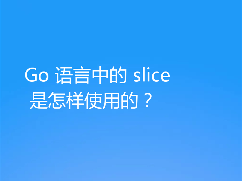 Go 语言中的 slice 是怎样使用的？