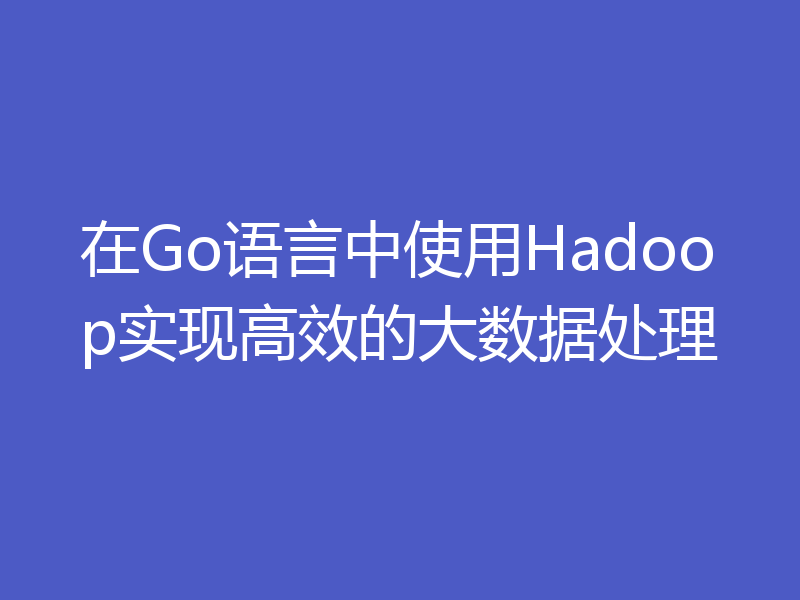 在Go语言中使用Hadoop实现高效的大数据处理