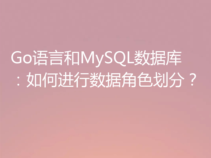 Go语言和MySQL数据库：如何进行数据角色划分？