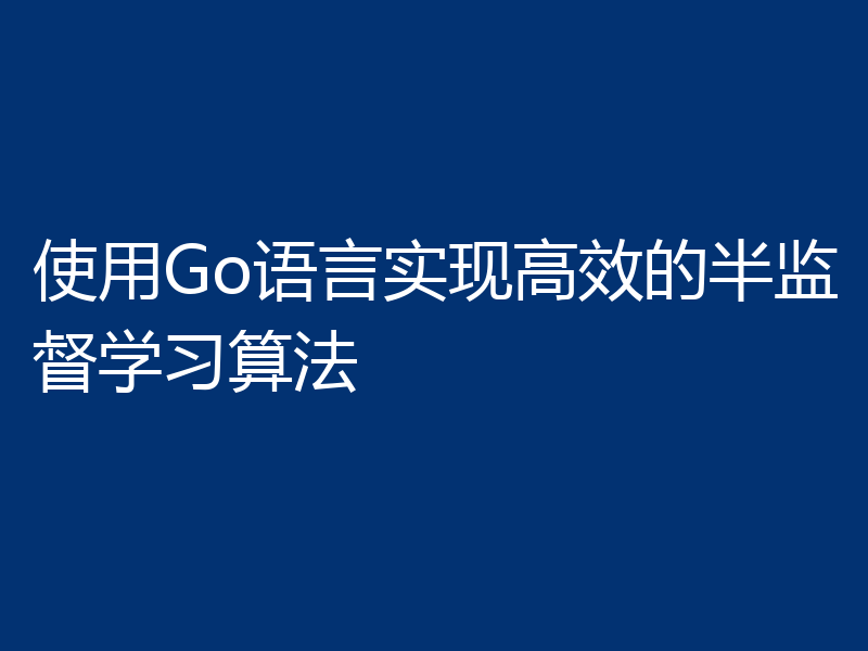 使用Go语言实现高效的半监督学习算法