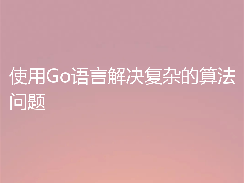 使用Go语言解决复杂的算法问题