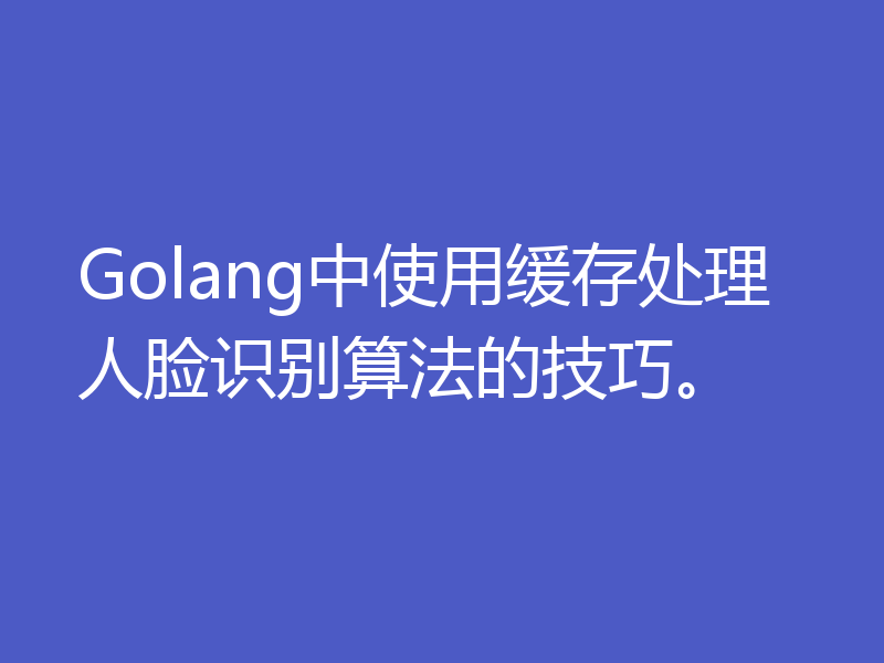 Golang中使用缓存处理人脸识别算法的技巧。