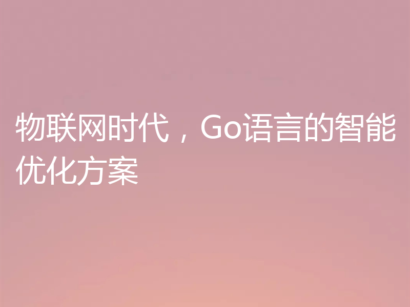 物联网时代，Go语言的智能优化方案