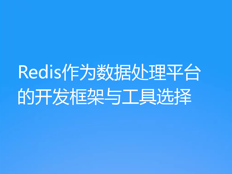Redis作为数据处理平台的开发框架与工具选择